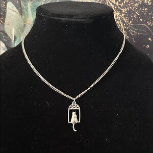 Charming Silver Cat Pendant Necklace